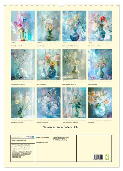 Produktbild: Blumen in zauberhaftem Licht (Wandkalender 2026 DIN A2 hoch), CALVENDO Monatskalender