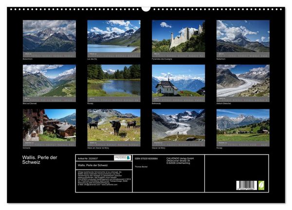 Produktbild: Wallis. Perle der Schweiz (Wandkalender 2026 DIN A2 quer), CALVENDO Monatskalender