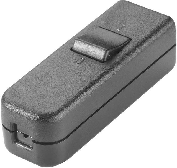 Produktbild: InterB&auml;r Schnurschalter Schwarz 1 x Aus/Ein 6A 1St.