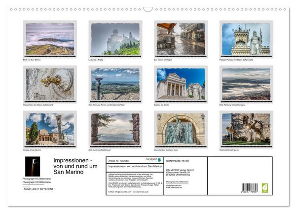Produktbild: Impressionen - von und rund um San Marino (Wandkalender 2026 DIN A2 quer), CALVENDO Monatskalender