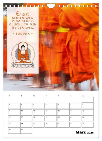 Produktbild: BUDDHAS ZITATE Buddhistische Weisheiten (Wandkalender 2026 DIN A4 hoch), CALVENDO Monatskalender