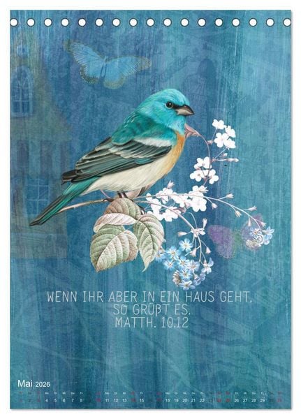 Produktbild: Bibelworte f&uuml;r Vogelfreunde (Tischkalender 2026 DIN A5 hoch), CALVENDO Monatskalender