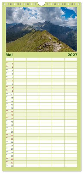 Produktbild: Familienplaner 2027 - Berner Oberland - Bergwelten mit 5 Spalten (Wandkalender, 21 x 45 cm) CALVENDO