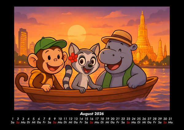 Produktbild: Milo, Lulu & Sash in Bangkok 2026 Fotokalender DIN A3