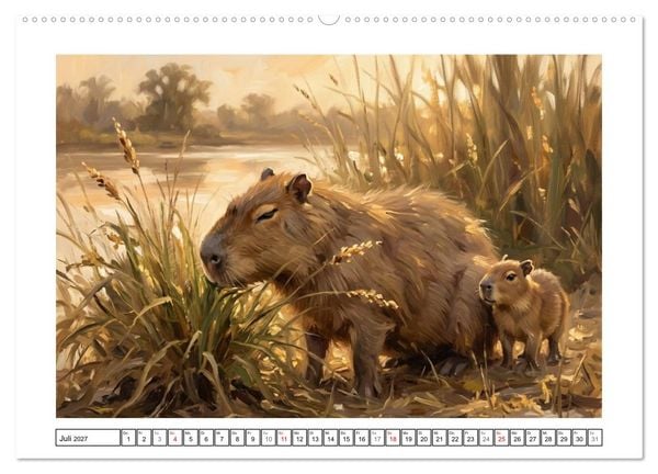 Produktbild: Capybara &ndash; Ein Nachmittag am Fluss (Wandkalender 2027 DIN A2 quer), CALVENDO Monatskalender