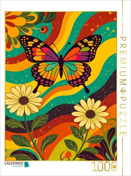Produktbild: CALVENDO Puzzle Psychedelischer Schmetterling in Retrofarben | 1000 Teile Lege-Gr&ouml;&szlig;e 64x48cm Foto-Puzzle f&uuml;r gl&uuml;ckliche Stunden