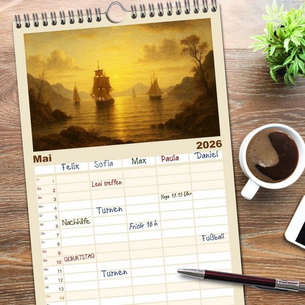 Produktbild: Familienplaner 2026 - Im Licht der Sehnsucht - Romantische Landschaften mit 5 Spalten (Wandkalender, 21 x 45 cm) CALVENDO