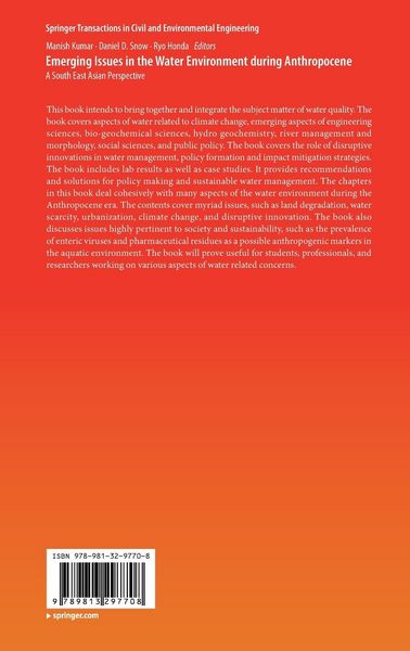 Produktbild: Emerging Issues in the Water Environment during Anthropocene
