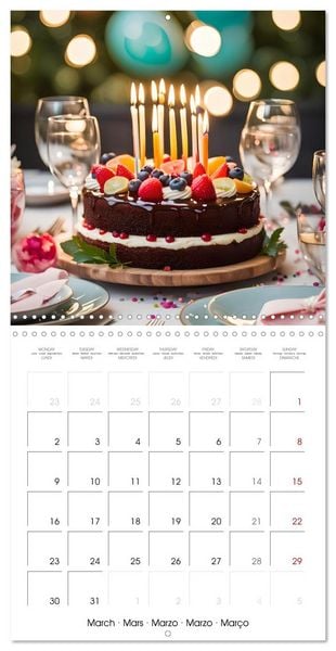 Produktbild: Birthday feelings - Your year full of AI birthdays (Wall Calendar 2026 12 &times; 12 Inch) CALVENDO 12 Month Wall Calendar