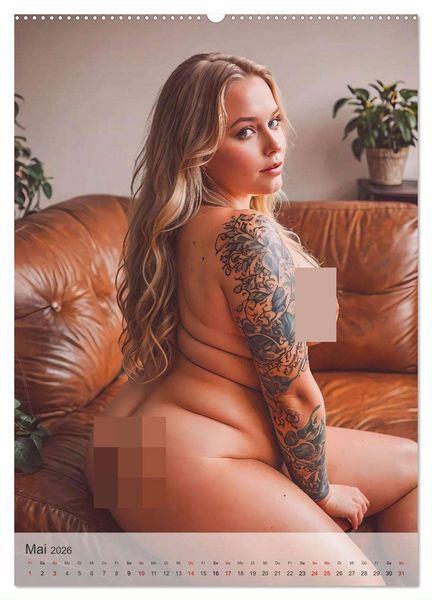 Produktbild: Verf&uuml;hrerische Momente - Kurven und Tattoos (hochwertiger Premium Wandkalender 2026 DIN A2 hoch), Kunstdruck in Hochglanz