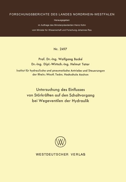 Produktbild: Untersuchung des Einflusses von St&ouml;rkr&auml;ften auf den Schaltvorgang bei Wegeventilen der Hydraulik