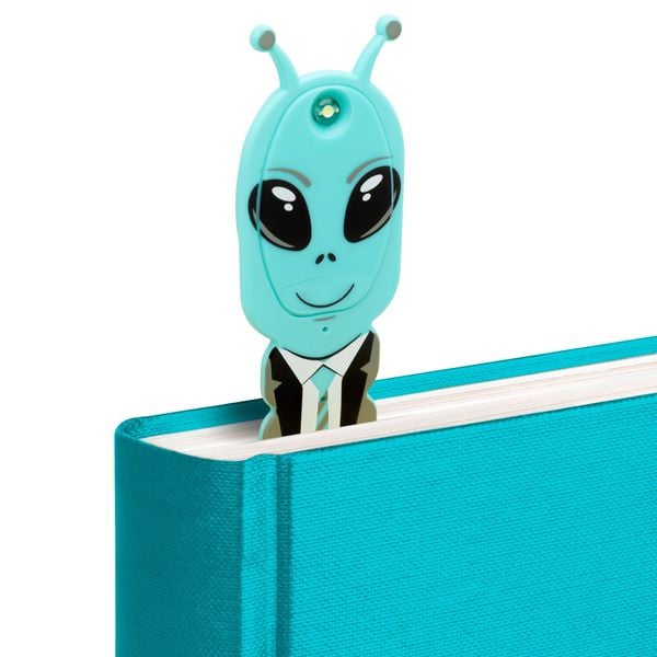 Produktbild: Flexilight Pals Leselicht (Aliens) - blau - 2 in 1 Leselampe & Lesezeichen - LED Leselicht - Geschenk für Leser, Buchliebhaber - Deutsche Ausgabe
