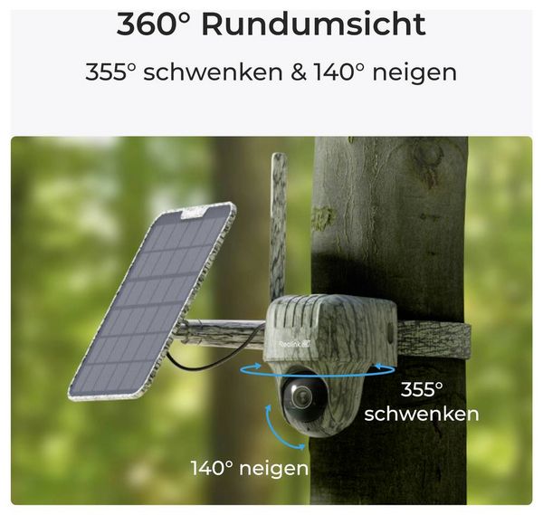 Produktbild: Reolink Go Series G450 with Solar Panel 2 GSM IP &Uuml;berwachungskamera 3840 x 2160 Pixel