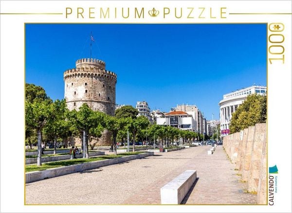 CALVENDO Puzzle Weißer Turm von Thessaloniki mit Blick auf moderne Stadtstruktur | 1000 Teile Lege-Größe 64x48cm Foto-Puzzle für glückliche Stunden