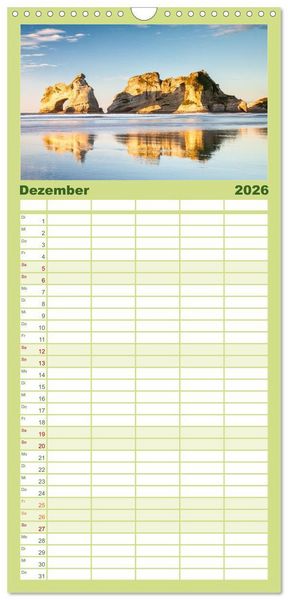 Produktbild: Familienplaner 2026 - Der S&uuml;den Neuseelands: Berge, Seen und traumhafte K&uuml;sten mit 5 Spalten (Wandkalender, 21 x 45 cm) CALVENDO