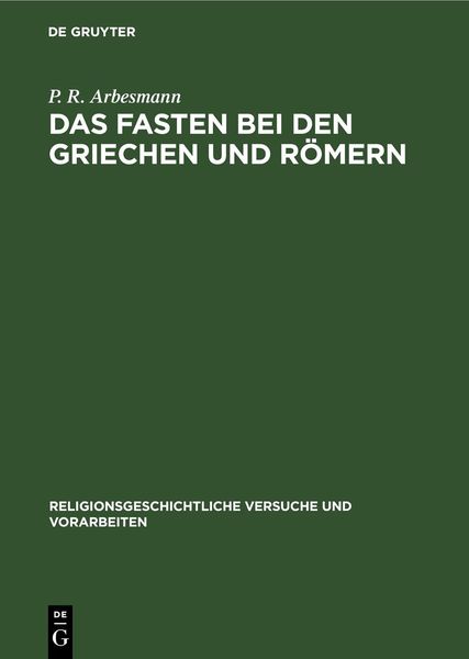Produktbild: Das Fasten bei den Griechen und R&ouml;mern
