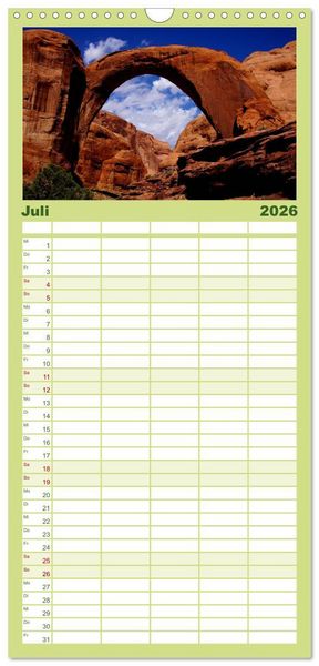 Produktbild: Familienplaner 2026 - USA-S&uuml;dwesten von seiner sch&ouml;nsten Seite 2026 mit 5 Spalten (Wandkalender, 21 x 45 cm) CALVENDO