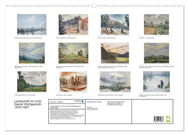 Produktbild: Landschaft im Licht. Daniel Wohlgemuth 1876-1967 (Wandkalender 2026 DIN A2 quer), CALVENDO Monatskalender