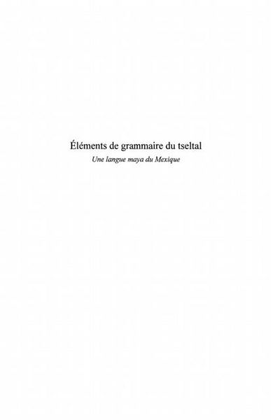 Produktbild: Elements de grammaire du tseltal une lan