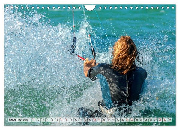 Produktbild: Kitesurfen - Action pur (Wandkalender 2026 DIN A4 quer), CALVENDO Monatskalender