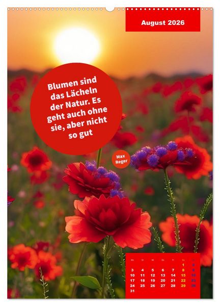 Produktbild: Verr&uuml;ckt nach BLUMEN Artwork - Farben - Zitate (Wandkalender 2026 DIN A2 hoch), CALVENDO Monatskalender