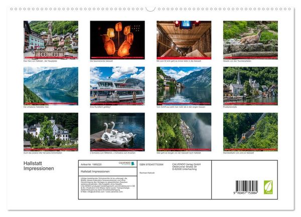Produktbild: Hallstatt Impressionen (hochwertiger Premium Wandkalender 2026 DIN A2 quer), Kunstdruck in Hochglanz