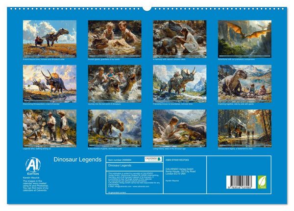 Produktbild: Dinosaur Legends (High Quality Premium Wall Calendar 2026 DIN A2 landscape),CALVENDO 12 Month Wall Calendar
