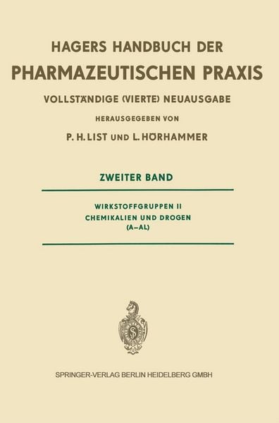 Hagers Handbuch der Pharmazeutischen Praxis, Taschenbuch von Hans Hermann Julius Hager , Hermann J. Roth , Paul Heinz List , Walther Kern, Springer,