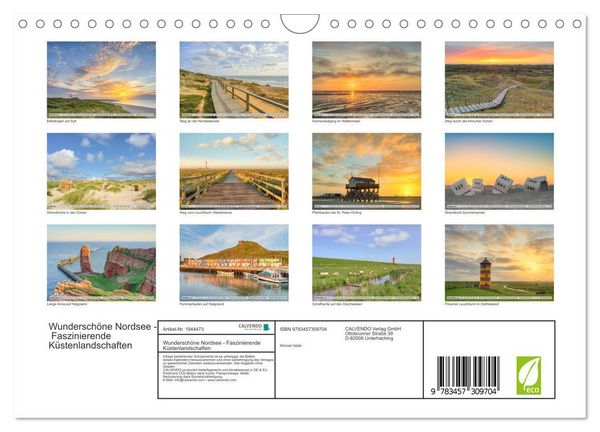 Produktbild: Wundersch&ouml;ne Nordsee - Faszinierende K&uuml;stenlandschaften (Wandkalender 2026 DIN A4 quer), CALVENDO Monatskalender