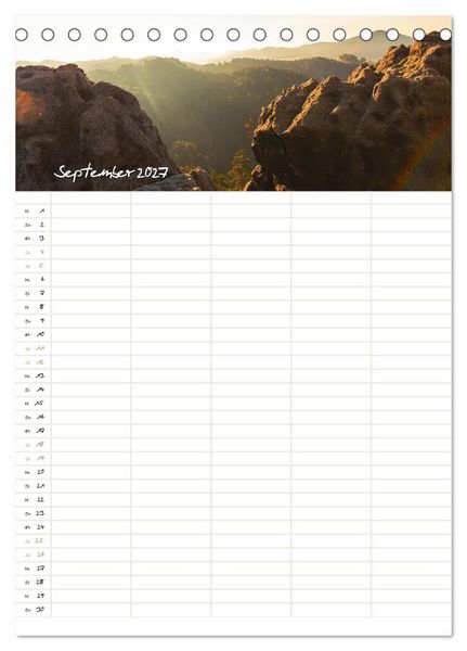Produktbild: Familienkalender - S&auml;chsische und B&ouml;hmische Schweiz (Tischkalender 2027 DIN A5 hoch), CALVENDO Monatskalender