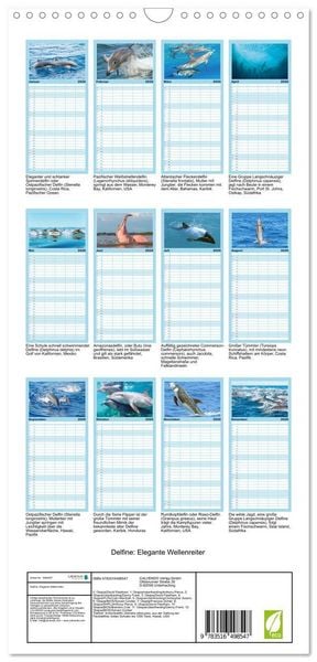 Produktbild: Familienplaner 2026 - Delfine: Elegante Wellenreiter mit 5 Spalten (Wandkalender, 21 x 45 cm) CALVENDO