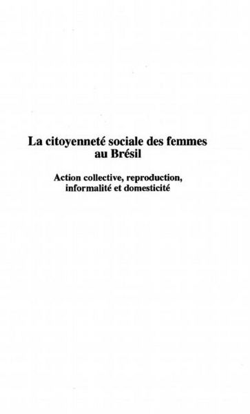 Produktbild: La citoyennete sociale des femmes au Bresil