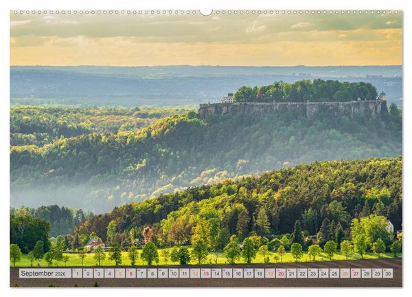 Produktbild: S&auml;chsische Schweiz - Wandern durch das Elbsandsteingebirge (hochwertiger Premium Wandkalender 2026 DIN A2 quer), Kunstdruck in Hochglanz