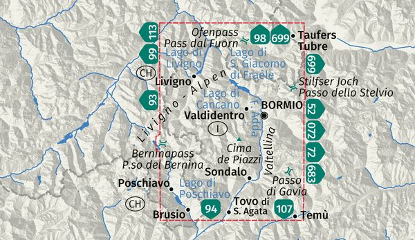 Produktbild: KOMPASS Wanderkarte 96 Bormio, Livigno, Alta Valtellina 1:50.000