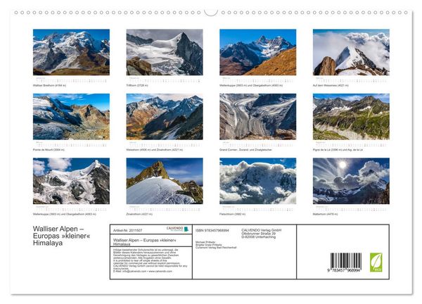 Produktbild: Walliser Alpen &ndash; Europas &raquo;kleiner&laquo; Himalaya (hochwertiger Premium Wandkalender 2026 DIN A2 quer), Kunstdruck in Hochglanz