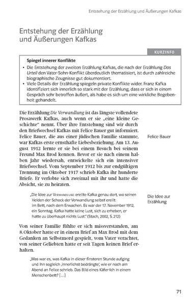 Produktbild: Lekt&uuml;rehilfen Franz Kafka, 'Die Verwandlung'. Interpretationshilfe f&uuml;r Oberstufe und Abitur