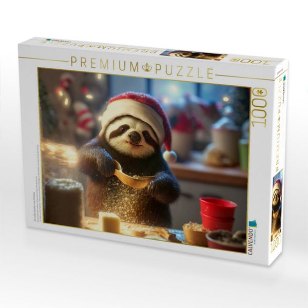 Produktbild: CALVENDO Puzzle Ein s&uuml;&szlig;es Faultier macht Kekse | 1000 Teile Lege-Gr&ouml;&szlig;e 64x48cm Foto-Puzzle f&uuml;r gl&uuml;ckliche Stunden