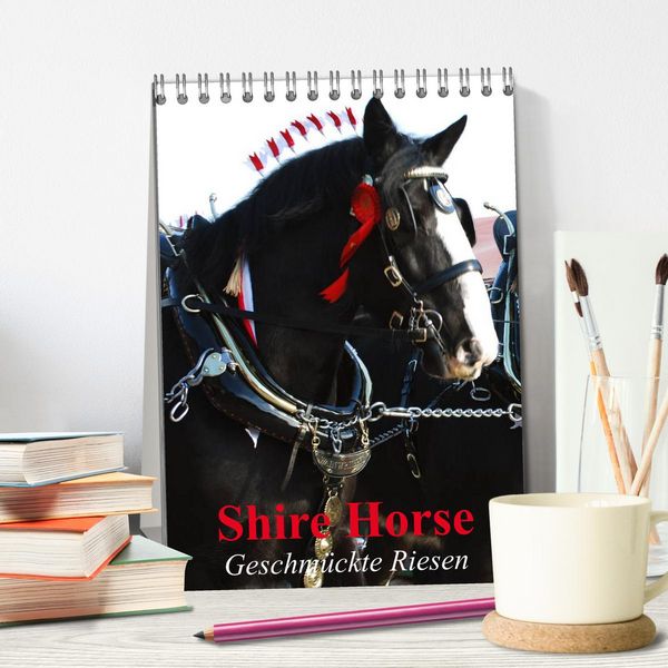 Produktbild: Shire Horse - Geschm&uuml;ckte Riesen (Tischkalender 2026 DIN A5 hoch), CALVENDO Monatskalender