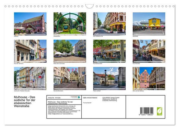 Produktbild: Mulhouse - Das s&uuml;dliche Tor der els&auml;ssischen Weinstra&szlig;e (Wandkalender 2026 DIN A3 quer), CALVENDO Monatskalender