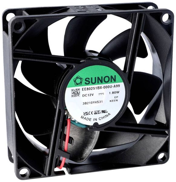 Produktbild: Sunon MF80251V1-1000U-G99 Axiall&uuml;fter 12 V/DC 69.64 m&sup3;/h (L x B x H) 25 x 80 x 80mm