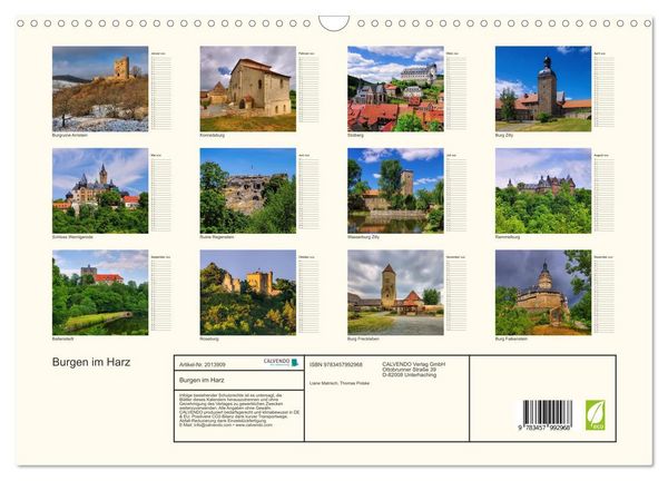 Produktbild: Burgen im Harz (Wandkalender 2026 DIN A3 quer), CALVENDO Monatskalender