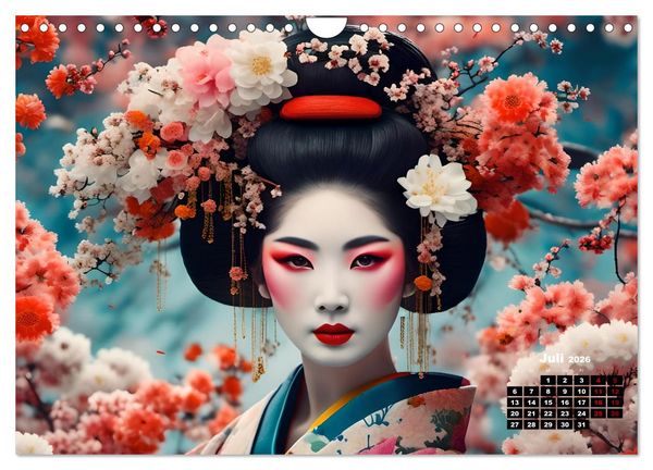 Produktbild: Geishas Portraits von japanischen Gastgeberinnen inspiriert (Wandkalender 2026 DIN A4 quer), CALVENDO Monatskalender