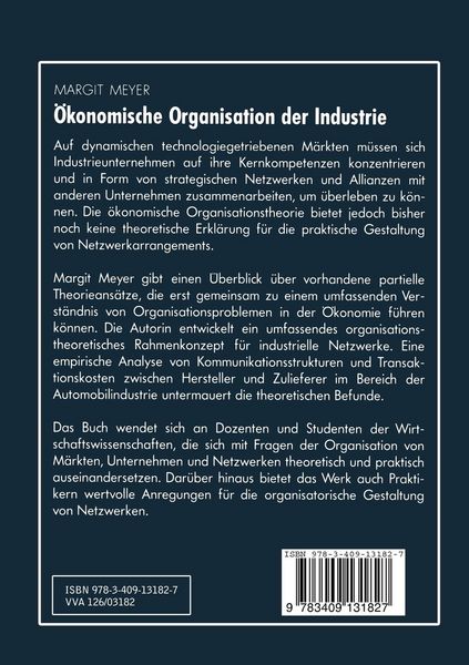 Produktbild: &Ouml;konomische Organisation der Industrie