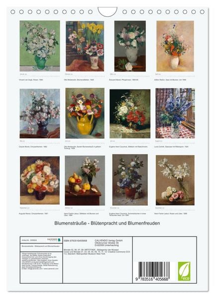 Produktbild: Blumenstr&auml;u&szlig;e - Bl&uuml;tenpracht und Blumenfreuden (Wandkalender 2026 DIN A4 hoch), CALVENDO Monatskalender