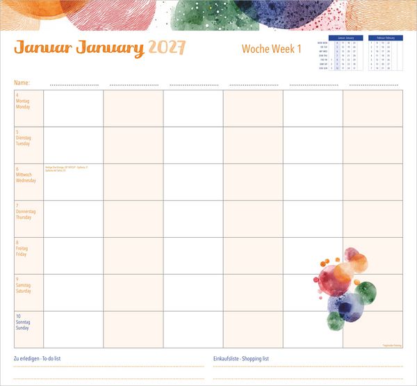 Produktbild: Familienwochenkalender Dots 2027