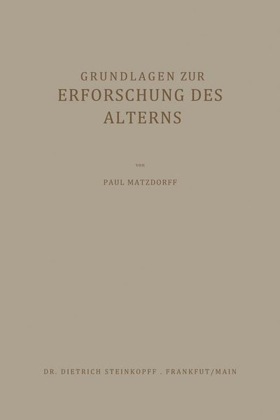 Produktbild: Grundlagen zur Erforschung des Alterns