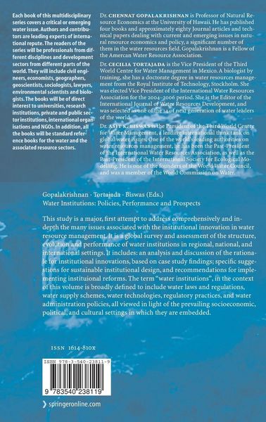 Produktbild: Water Institutions: Policies, Performance and Prospects