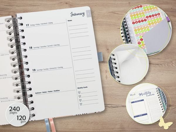 Produktbild: SIGEL J6605 Spiral-Kalender Jolie 2026, ca. A5, grau