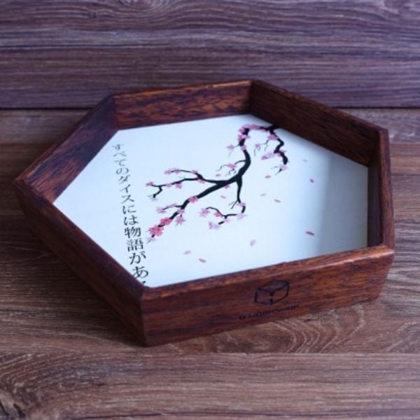 Q-Workshop QWO98321 - Kanji Wooden Dice Tray, Würfelschale, Holz, 200x230x35 mm