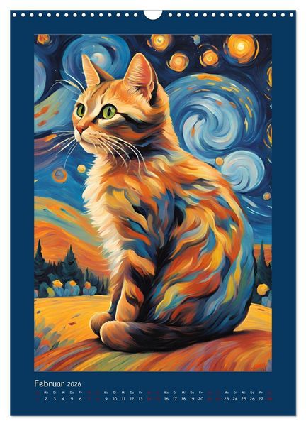 Produktbild: Katzen im Farbenspiel (Wandkalender 2026 DIN A3 hoch), CALVENDO Monatskalender